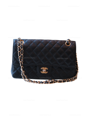Chanel Classic Flap Bag – Black Calfskin Leather with Gold Hardware