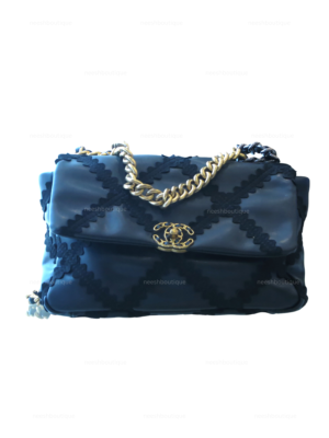 Chanel 19 Flap Bag with Black Cross Stitching